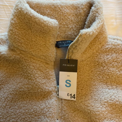 Primark women's fleece sweater used, white beige, size S