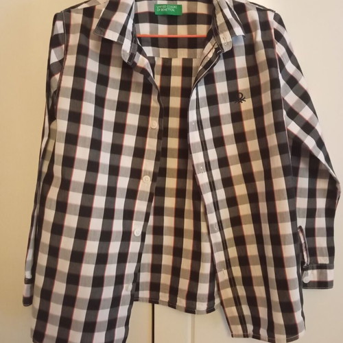 Benetton boys' shirt new, black and white, size 110 cm