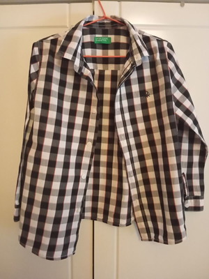 Benetton boys' shirt new, black and white, size 110 cm