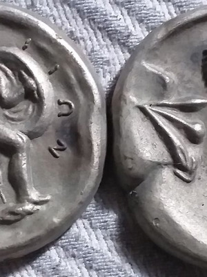 Paperweights old brass nickel-plated set of 9 pieces