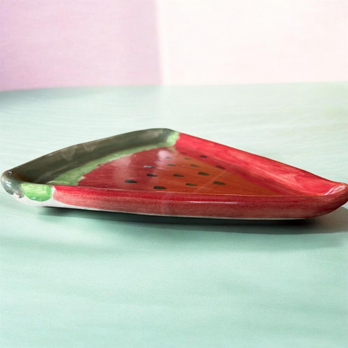 Watermelon Slice Plate handmade stoneware, new
