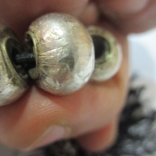 Silvered wooden beads like new, 22 pieces, 12 mm