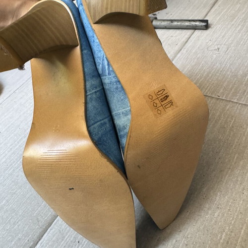 Women’s mules in denim print used, size 38, blue