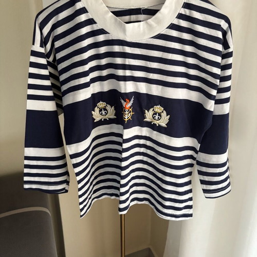 Navy blouse like new, size M, white and blue