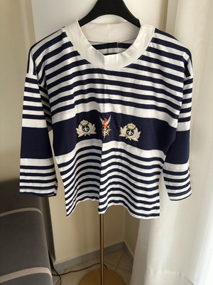 Navy blouse like new, size M, white and blue