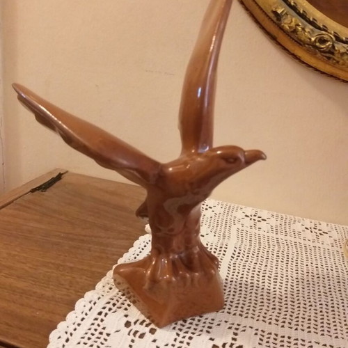 Porcelain Faience Vintage 80s Decorative Bird With Open Wings Like New