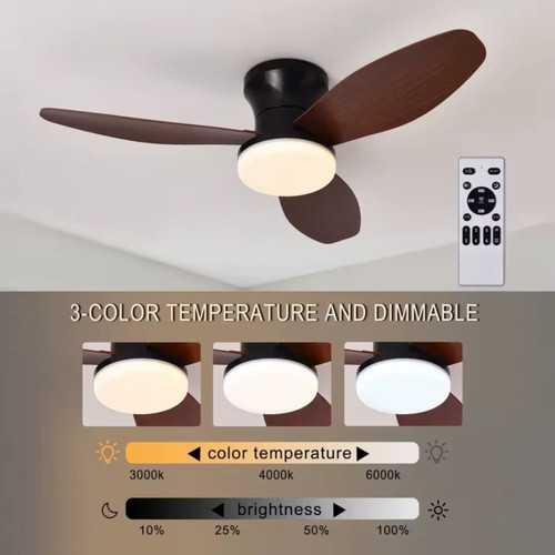 Ceiling fan light, white with wooden blades
