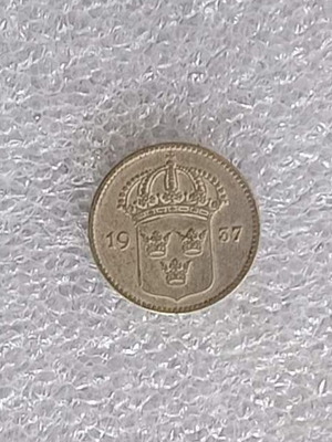 Ασημένιο κέρμα Sweden 10 Öre 1957 μεταχειρισμένο