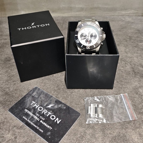 Thorton Loki Panda chronograph watch, stainless steel, 44mm