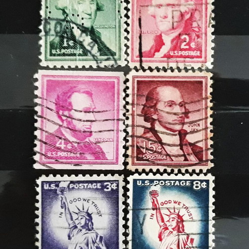 Liberty series USA stamps 1954 & 1958 like new, set of 6