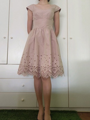 Hoss Intropia pink nude dress with perforated hem, size M