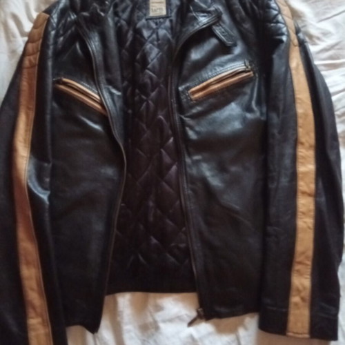 Lapel leather men's jacket black, like new