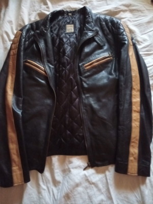 Lapel leather men's jacket black, like new