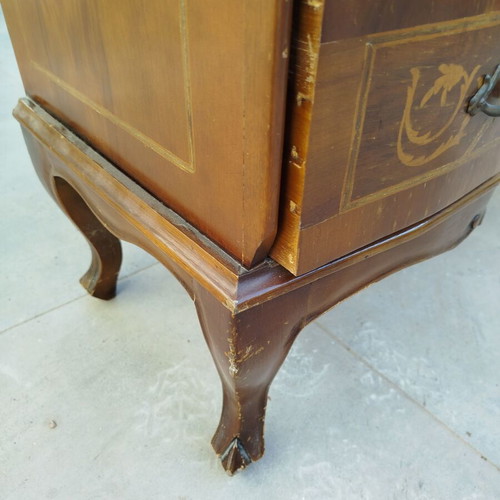 French Secretary Desk used, solid wood with marquetry and brass handles
