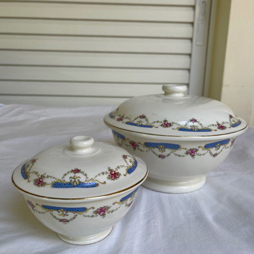 Set of 2 used Ditmar Urbach porcelain bowls/fondue pots