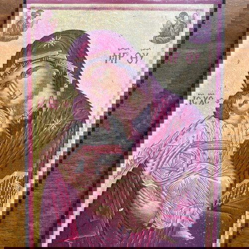 Παναγία Η Βρεφοκρατούσα ξύλινη εκκλησιαστική εικόνα μεταχειρισμένη