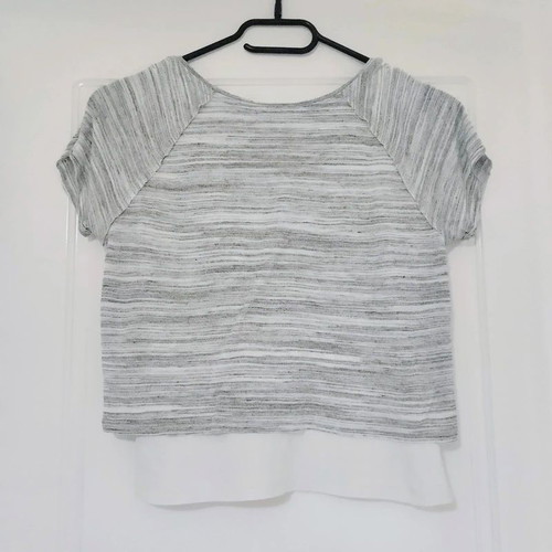 H&M layered girl's t-shirt 146-152, like new, grey and white