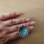 Handmade Statement Ring from Oxidized 925 Silver, Size 54
