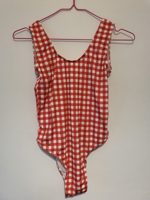 Wanderlust checked one-piece swimsuit like new, red and white, size S