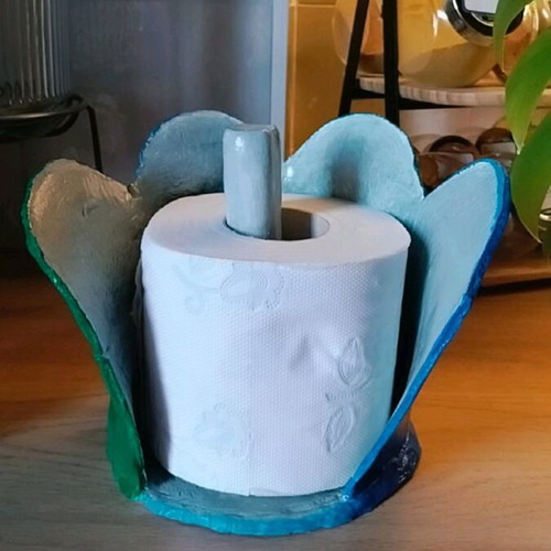 Handmade clay organizer case like new, two-tone blue and green