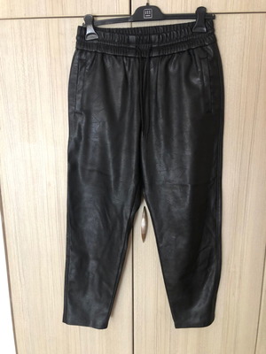 Philosophy black faux leather pants like new L/XL with elastic waist