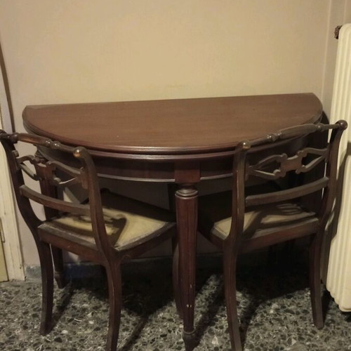 Wooden folding dining table used, dark brown finish