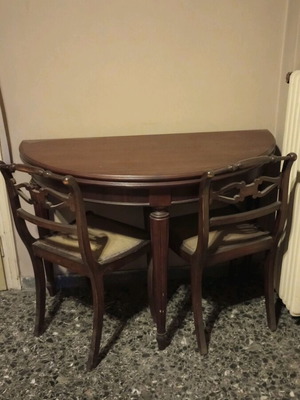 Wooden folding dining table used, dark brown finish
