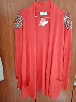 Red cardigan new, size L