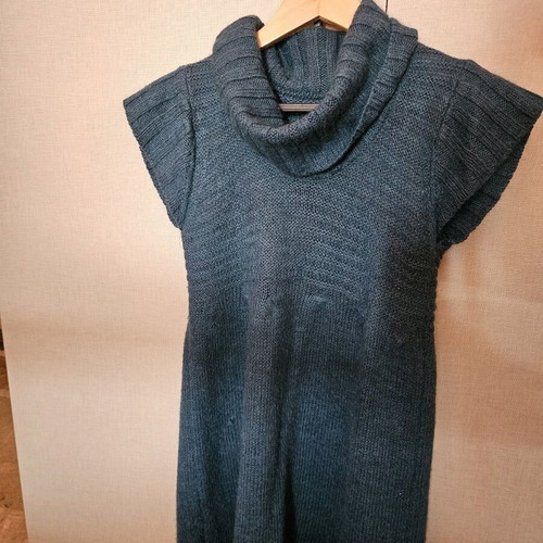 Mohair and wool blouse dress used, size M, blue-green