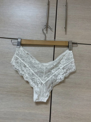 H&M lace panty new, romantic thong string lingerie, black and white, size S
