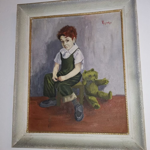 Oil painting G. Trimandylis used, Punishment 1964, oil on canvas