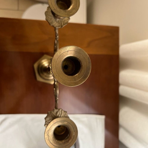 Bronze Candlestick 3-Arm Vintage used, decorative