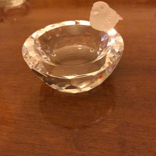 Swarovski ashtray used, crystal with bird decoration