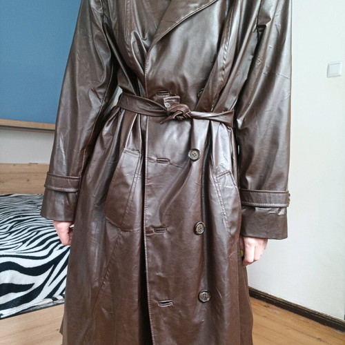 Vintage leather trench coat like new, brown
