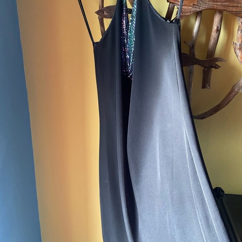 Draped evening dress backless like new, size S/M, black