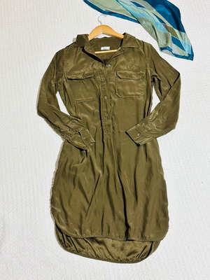Closed silk dress 100% seta, green, size S