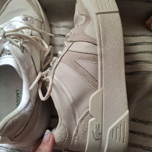 Lacoste sneakers used, white with suede details, size 38