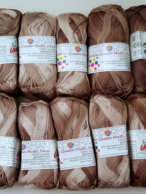 Cotton Queen Multicolor mercerized knitting yarn set, 10 pieces