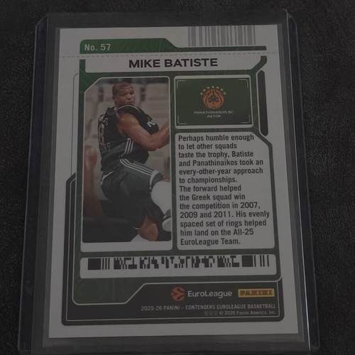Mike Batiste Game Ticket Panini Contenders EuroLeague 2025-26 like new