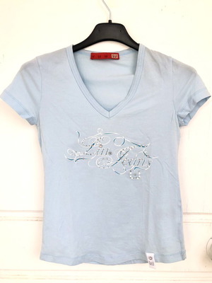 Liu Jo Blue V-Neck Blouse with Rhinestones XS new