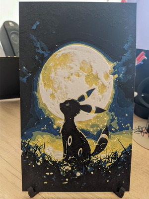 Umbreon Wall Art Looking at the Moon with Base new PLA