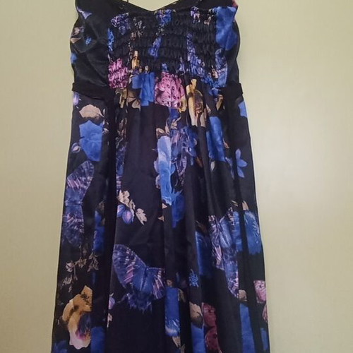 Summer satin dress with adjustable straps, like new, size S