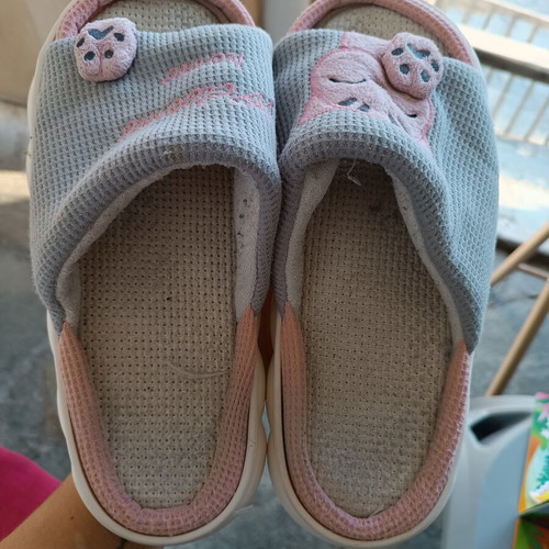 Shein women's summer slippers used, size 42.5, gray and pink
