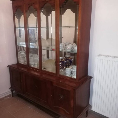 Vintage display cabinet used, American style 1960s walnut wood