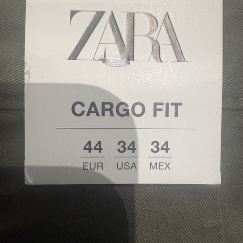 ZARA Cargo Fit men's pants, khaki green, size 44/34