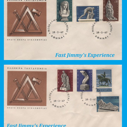 1967 Greece First Day Covers Neo Greek Sculptures new, Greece