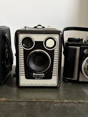 Set of 3 Vintage Cameras: Gevabox, Kodak Brownie Six-20 Model C, Agfa Clack