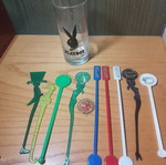 Playboy glass used with disco 80s stirrers