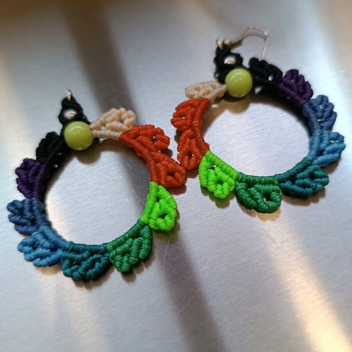 Handmade macrame earrings new, multicolored
