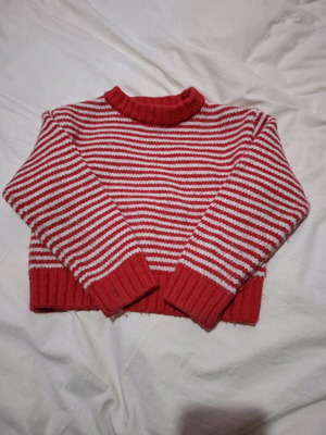 Girls knitted blouse Zara like new, white and red, age 6-8